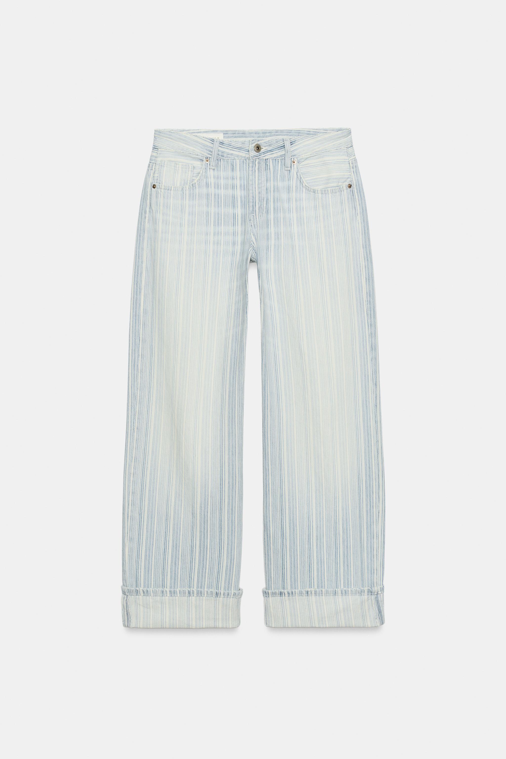 TRF LOW RISE STRIPED FOLDED LOOSE JEANS
